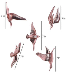 Aluminium Copper Bird Wall Decor Set of 5