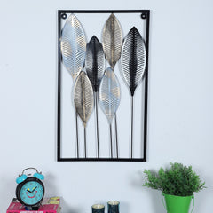 Black & Gold Leaves Rectangular Wall Decor
