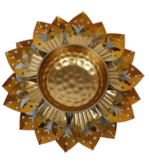 Yellow & Gold Flower Cut Urli