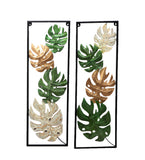 Green, Gold & White Maple Leaves Wall Decor Set of 2