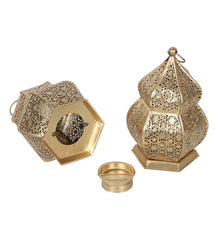 Hanging Hut Lantern Tealight Holder Set of 2