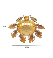 Peaock Red & Gold Urli With 4 Dia