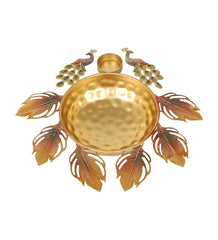 Peaock Red & Gold Urli With 4 Dia