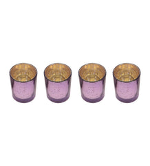 Three Layer Lotus With 4 Purple Glass Votive