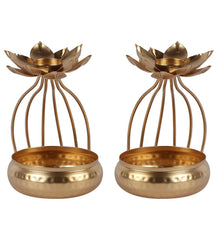 Gold Urli Bowl with Flower Set of 2