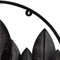Round Gold Silver & Copper Etching Leaves Wall Decor