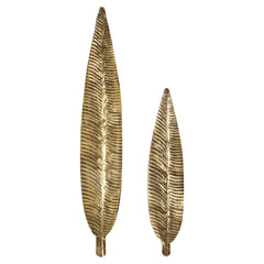 Long Antique Leaves Wall Decor Set of 2