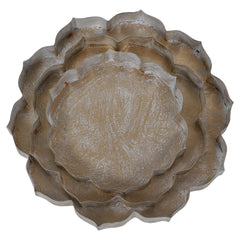 Antique Design White & Gold Urli Tray Set of 3