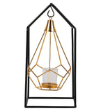 Hut Shape Diamond Pendulam Tealight Holder with Glass