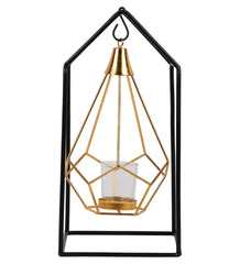 Hut Shape Diamond Pendulam Tealight Holder with Glass