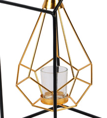 Hut Shape Diamond Pendulam Tealight Holder with Glass