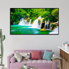 Vibrant Waterfall  Nature Scenery of Colorful Canvas Wall Paintings & Arts