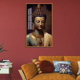 Classical Buddha Bust Acrylic Wall Paintings with Traditional Gold Jewelry