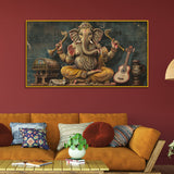 Elegant Ganesha Vintage Wall Art – Hindu God Painting
