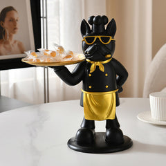 Dog Showpiece with Plate for Home Decor Item, Kitchen, Bedroom, Office, Dinning Table, Gifts Item Set of 3