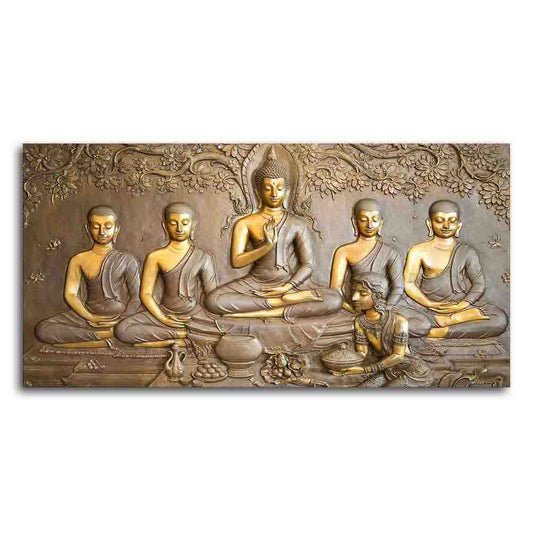 Golden Buddha  Canvas Wall Painting size W 4x H 2 feet