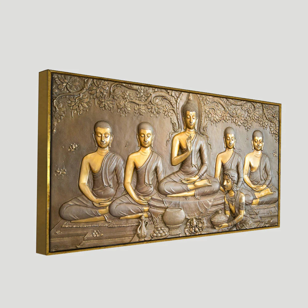 A Premium Golden Buddha Spiritual Canvas Wall Painting size W 4x H 2 feet