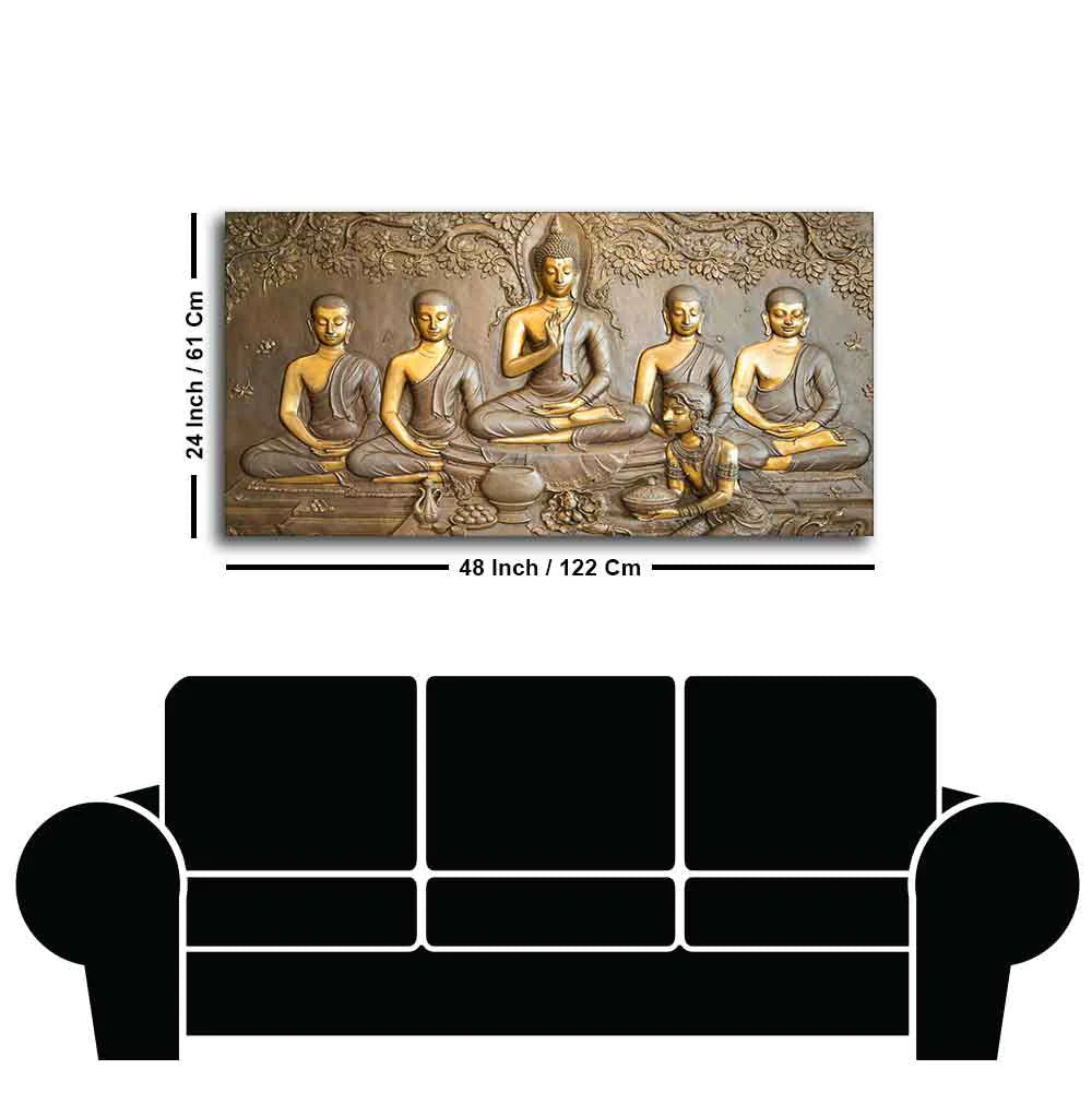 A Premium Golden Buddha Spiritual Canvas Wall Painting size W 4x H 2 feet