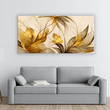 Golden Bloom Abstract Floral Canvas Ar | Size 2x4 Feet