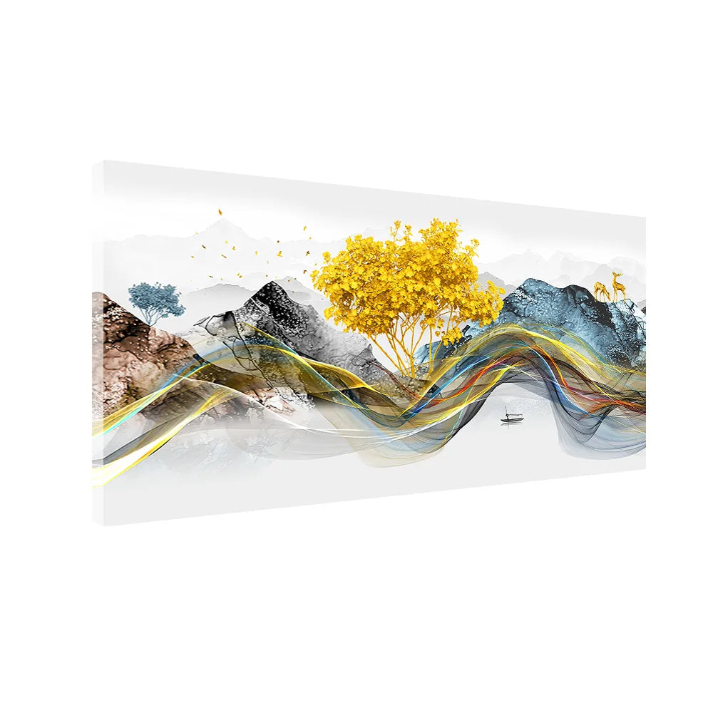 Twin Deer in Morning Mist | Nature Canvas Painting