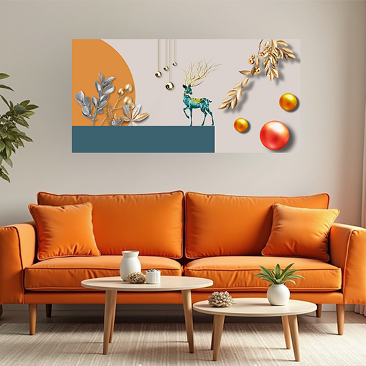 Abstract Geometry Golden Modern Wall Art ISize 2x4 Feet
