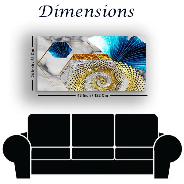 Abstract Geometry Gold & Orange Wall Art | Size 2x4 Feet