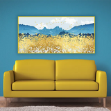 Golden Horizon Abstract Art Canvas | Size 2x4 Feet