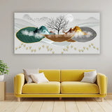 Golden Deer Under Sunset Sky | Nature Landscape Wall Art 4x2 Feet