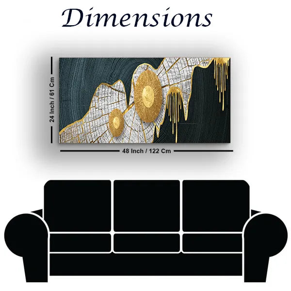 Abstract Oil Painting Golden Line Texture Wall Art | Size 2x4 Feet
