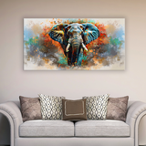 African-elephant-colorful Canvas Wall Art – Painting Size:H x W, 2x4 Feet