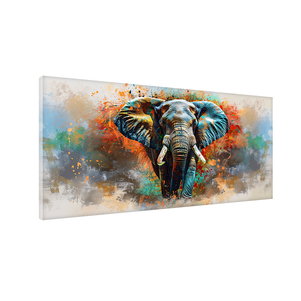 African-elephant-colorful Canvas Wall Art – Painting Size:H x W, 2x4 Feet