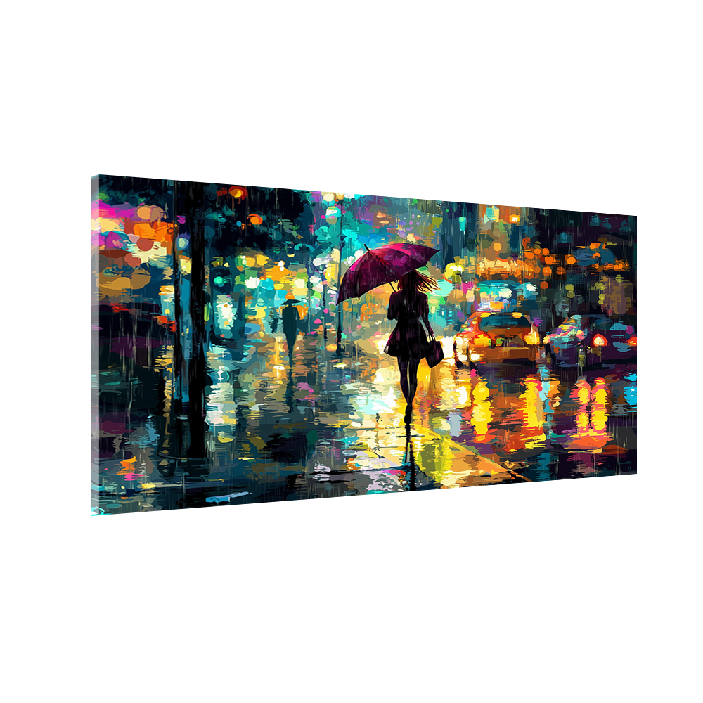 Anime Girl Walking on Rainy Street | Size 2x4 Feet