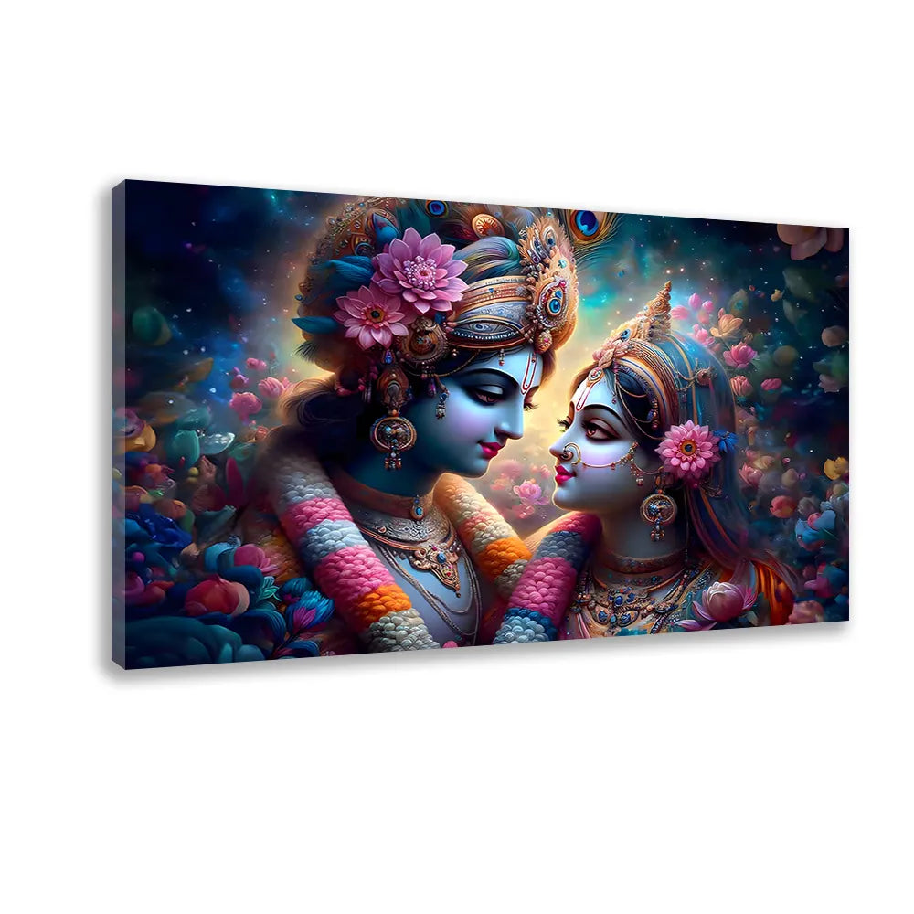 Radha Krishna Canvas Wall Art – Traditional Indian Cultural Painting
