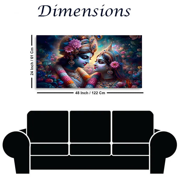 Radha Krishna Canvas Wall Art – Traditional Indian Cultural Painting
