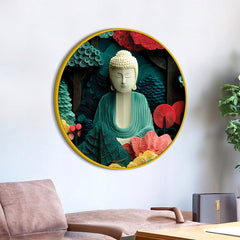 Beautiful Modern Gautam Buddha Round Wall Art Painting