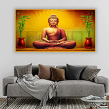 Golden Aura Buddha Canvas Painting With Frame