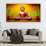 Golden Aura Buddha Canvas Painting With Frame