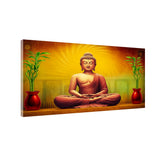 Golden Aura Buddha Canvas Painting With Frame