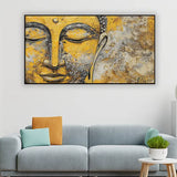 Golden Serenity Buddha Canvas Painting With Frame