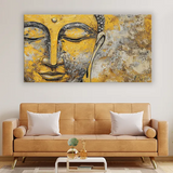 Golden Serenity Buddha Canvas Painting With Frame