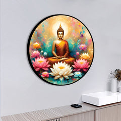 Colorful Gautam Buddha Round Art Painting