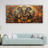Divine Lord Ganesha Canvas Wall Art | Floating Frame Spiritual Painting