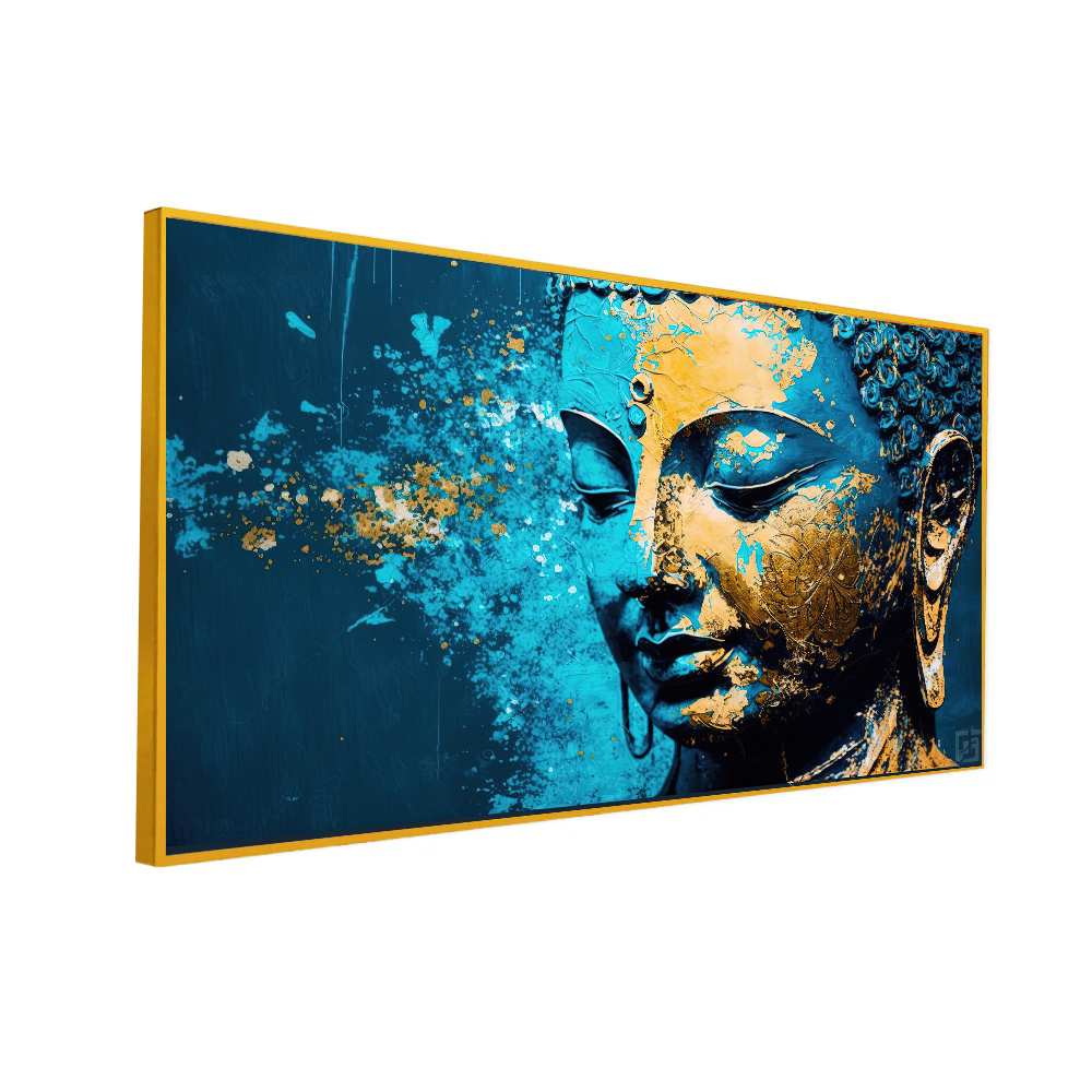 Tranquil Blue Buddha Canvas Wall Art | Size 2x4 Feet