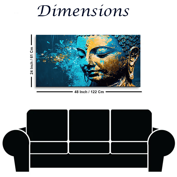 Tranquil Blue Buddha Canvas Wall Art | Size 2x4 Feet