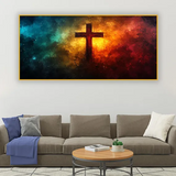 Jesus Cross Emerging Through Clouds – Divine Hope & Light Christian Wall Art