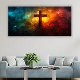 Jesus Cross Emerging Through Clouds – Divine Hope & Light Christian Wall Art