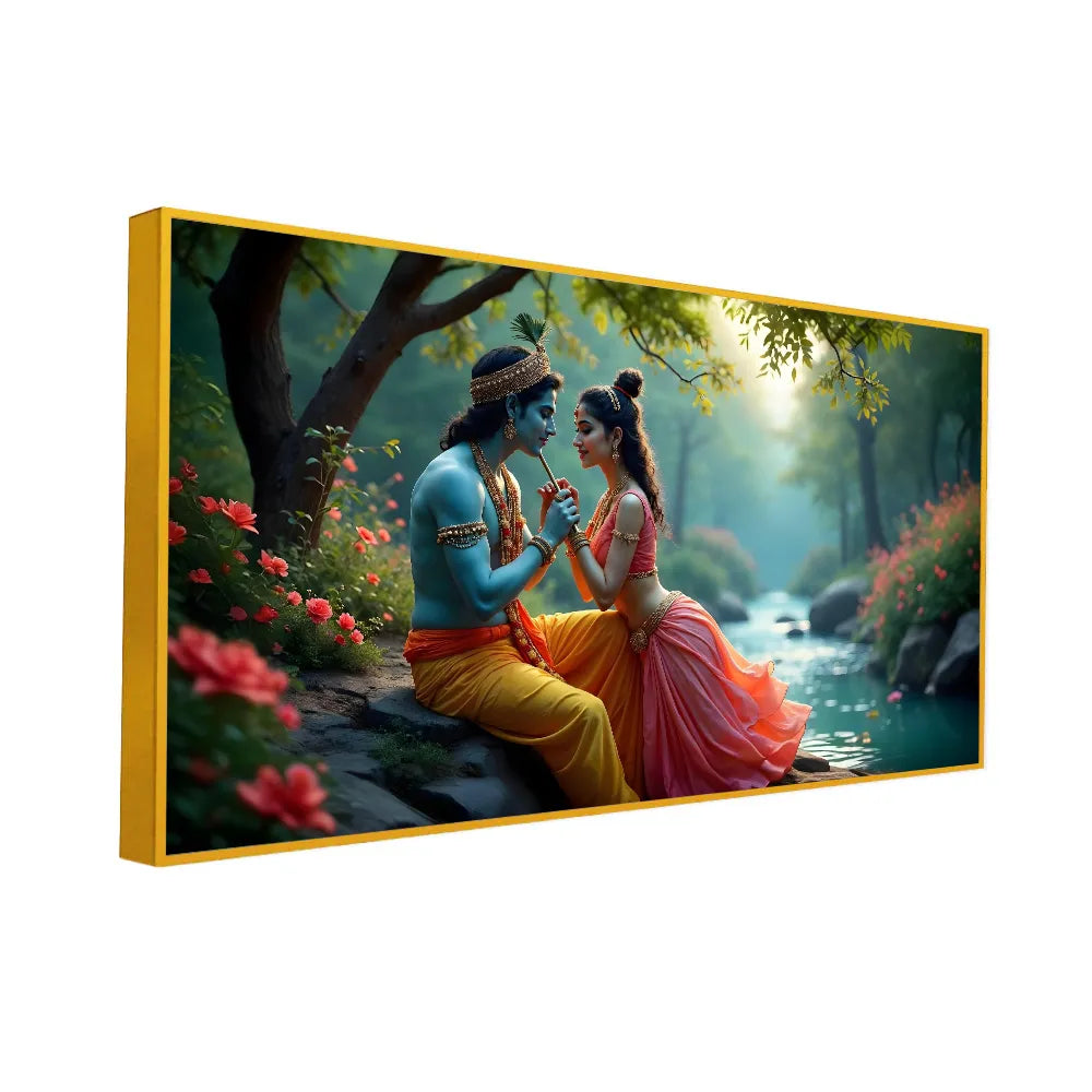Radha Krishna Wall Painting – Romantic Canvas Art for Home Decor