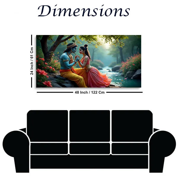 Radha Krishna Wall Painting – Romantic Canvas Art for Home Decor