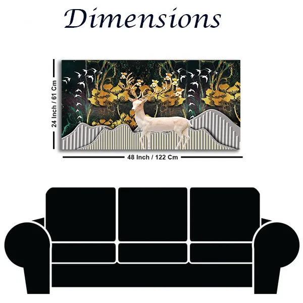 Standing Deer Wall Art | Size 2x4 Feet