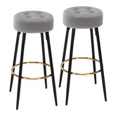 Plush Comfy Velvet Grey Bar Stool / High Stool